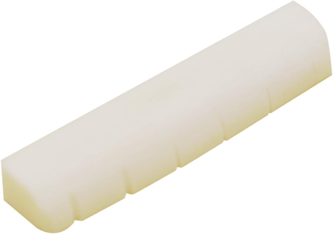 Metallor 6 String Pre-Slotted Bone Guitar Nut Replacement Compatible with LP Style Electric Guitar Folk Acoustic Guitar White.(Nut: 43 x 9 x 6mm)