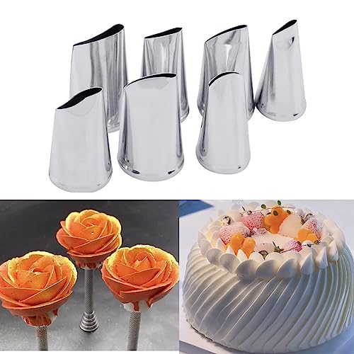 Suuker 7 Pcs Fondant Rose Nozzle Tips Set ,Stainless Steel Cake Decorating Pastry Tools,Cake Decorating Supplies Baking Set Tools