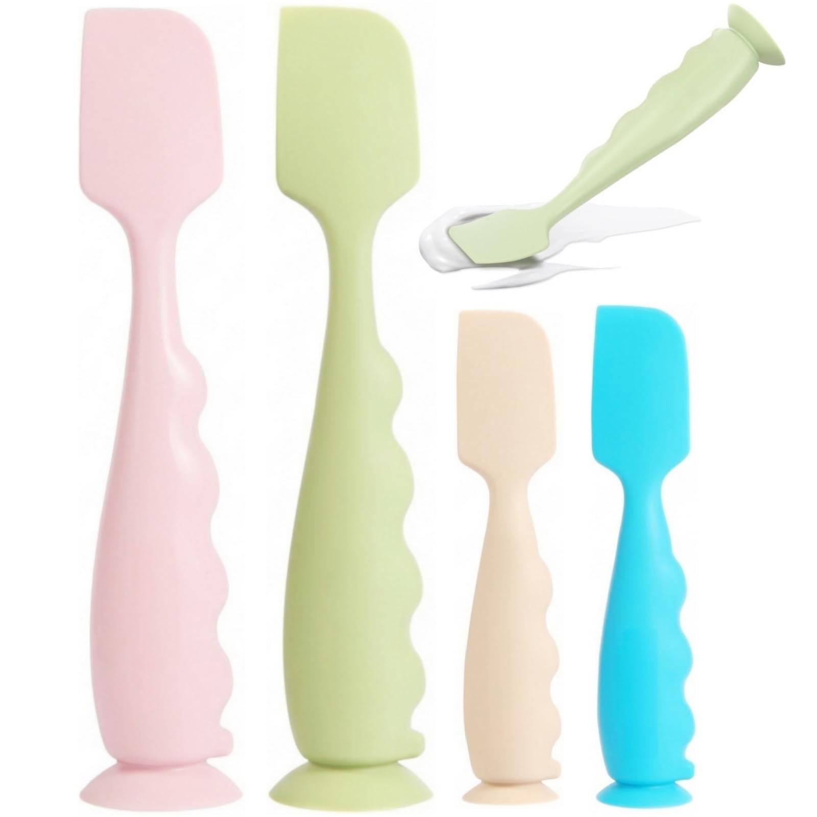 AYDRBMG Diaper Cream Spatula 4 Pack,Soft Baby Butt Spatula baby diaper cream Applicator,Convenient Diaper Rash spatula,Silicone Butt Paste spatula Brush (2 Large 2 Small)