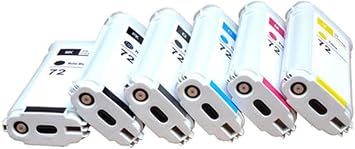 72 Ink Cartridges Replacement for HP 72 Print Head T610 T620 T770 T790 T1100 T1120 1200 T1300 T2300 New Updated Chips 6pk-MK+Y+C+M+G+PBK