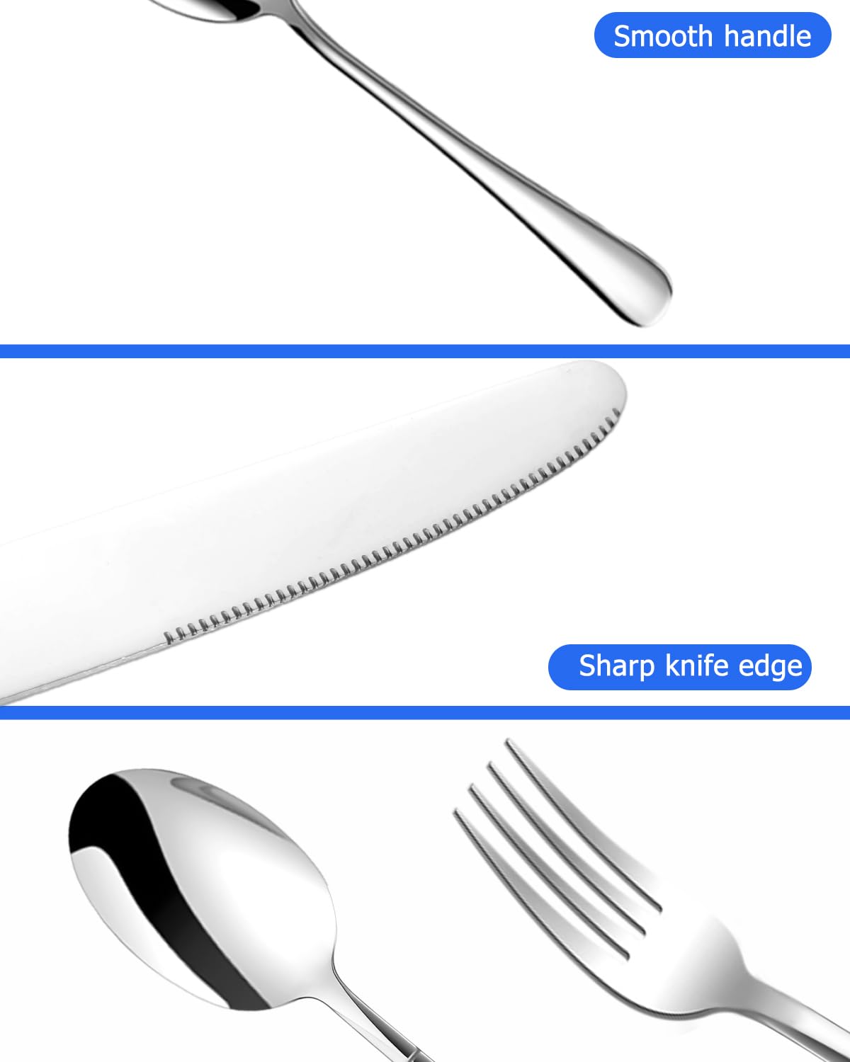 Set Posate 6 persone, 36 Pezzi Posate Acciaio Inox, Set Posate con Coltello da Bistecca, set Forchette Cucchiai e Coltelli per Ristoranti, Feste e Matrimoni,Resistenza, lavabile in lavastoviglie Alta