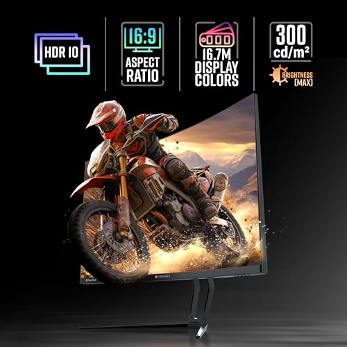 Image of ZEBRONICS N32A 32 inch(80 cm) 1500R Curved Gaming Monitor, QHD 2560x1440, Antiglare, 300Nits, 180Hz, 1ms MPRT, HDR10, 99% sRGB | 92% DCI-P3, Adaptive Sync, 2 x DP | 2 x HDMI | 1 x 3.5mm