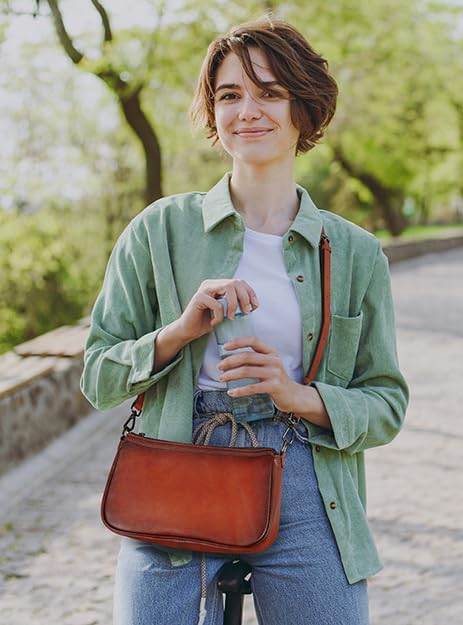 Iswee Leather Crossbody Bags for Women Small Designer Shoulder Bag Hobo Purse Satchel Handbags with Two Straps - Image 8