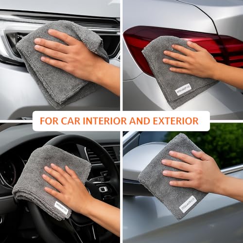Image of 1500 GSM Microfiber Drying Towel 60x40 cm | Twisted Loop Ultra Plush Edgeless Cloth | Super Absorbent Lint Free Scratch Free for Car Bike Kitchen Home Cleaning | Auto Detailing | Grey