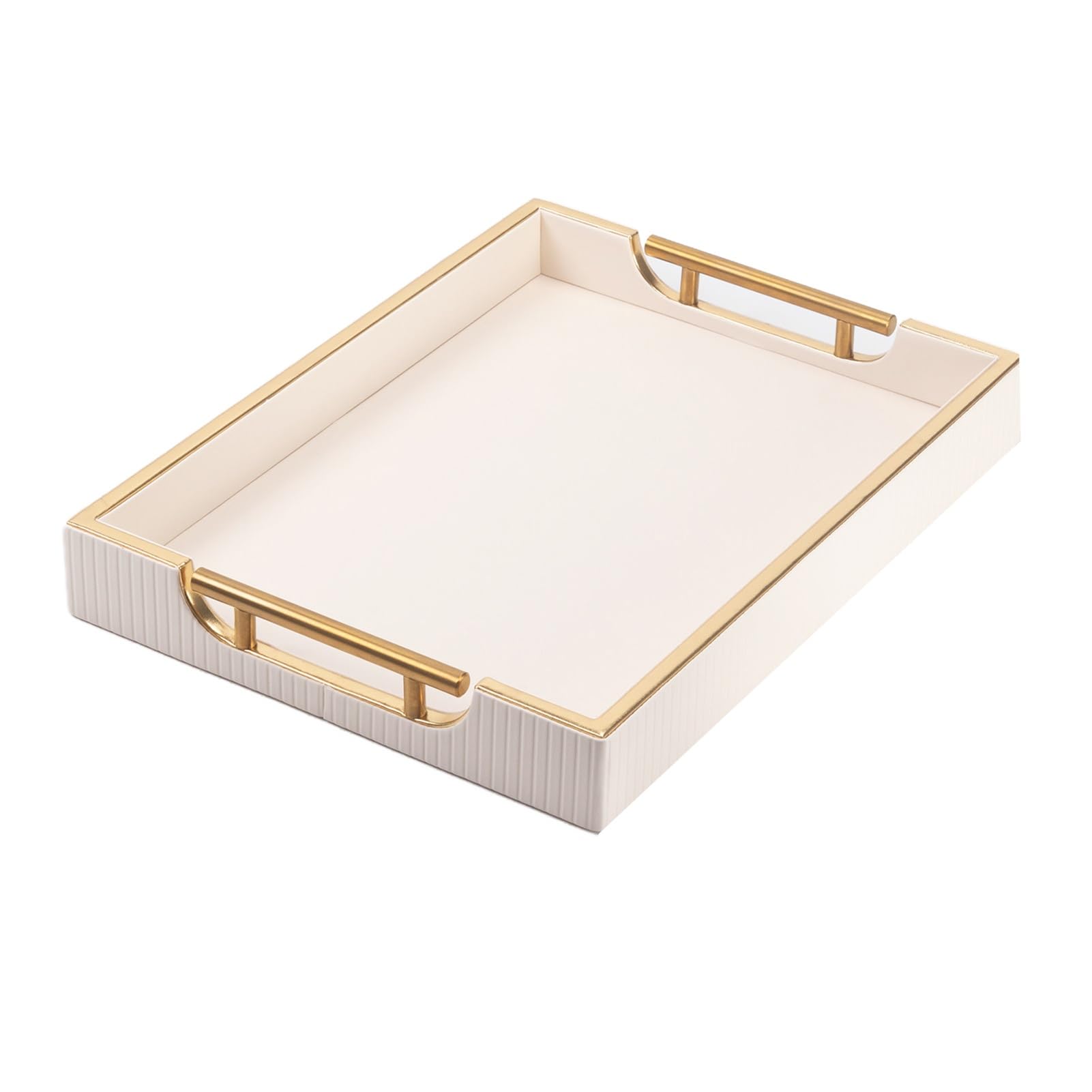 Rectangular MDF Tray,Restaurant Storage,With Metal Handle,Suitable for Placing Cups and Food(White)
