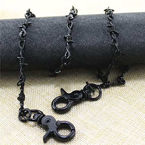 Punk Barbed Wire Thorns Chunky Brambles Metal Link Chain Adjustable Necklace Safety Spur Duty Padlock Flame Necklace Cool Hiphop Rock Choker Jewelry for Women Men2
