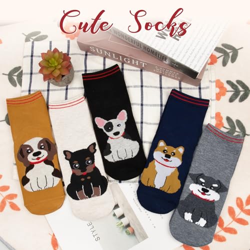 Image of Chalier 5 Pairs Socks for Women, Fun Cat Dog Animal Funny Socks Gifts