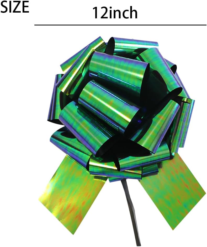 1Pc 12Inch Giant Gift Bow Big Christmas Iridescent Metalic Bow Big Bow for Present - Perfect Large Gift Bow for Bikes,Appliances,Showers,Table Decorations & Events (Black Green) - Image 2
