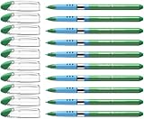 Schneider 151204 Slider Basic - Bolígrafo (punta de punta con zona de agarre suave y grosor de trazo XB = extra ancho), 10 unidades, color verde