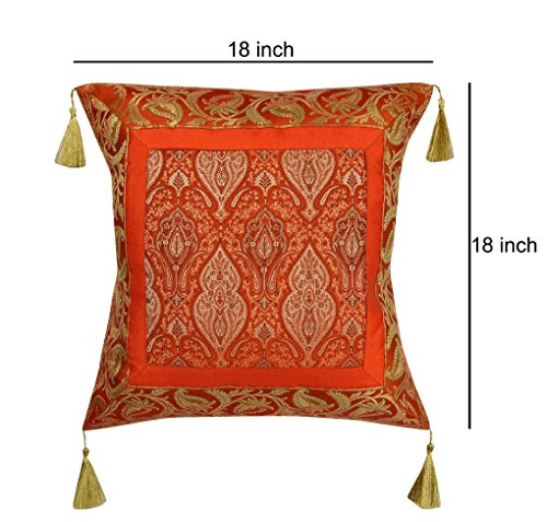 Image of Lalhaveli Home Decorative Party Decor Best Choice for Home Decor Purpose, Decorate Your Bedroom & Living Room. You Can Gift As Well.Single Cushion Cover 18 x 18 inch (Orange)