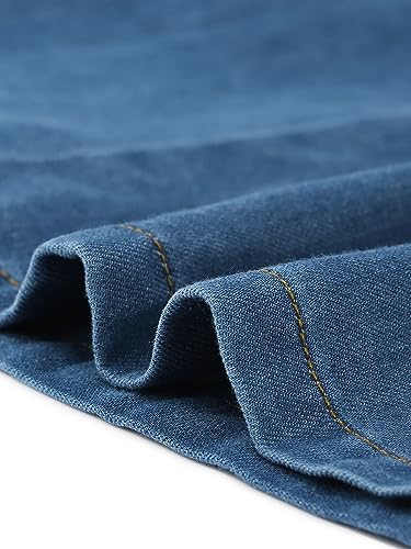 Image of Allegra K Denim Dress for Women's Long Sleeve Button Down A-Line Belted Classic Jean Dresses