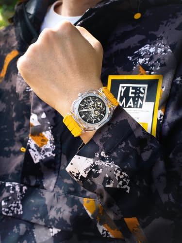 Image of French Connection | Skeleton Dial | Transparent Acrylic Case | Silicone Strap | Quartz Watch for Men - FCG01