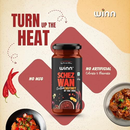 Image of Winn Schezwan Chutney 275g Glass Bottle | Pack of 1 | Chinese Schezwan Sauce | Hot & Spicy