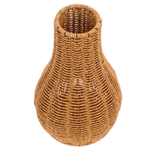 PRETYZOOM Vase en Rotin Imitation Tissé 10 Pouces Décoration Naturelle De Table pour Fleurs Séchées Ou Artificielles Élégante Et Simple pour Maison Et Bureau