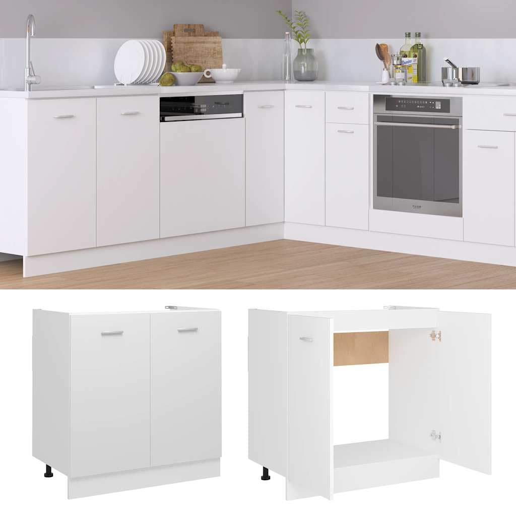 Mueble bajo fregadero "Lyon" blanco 80x46x81,5 cm madera de ingeniería,Mobiliario,Armarios y almacenamiento,Armarios de cocina-801196