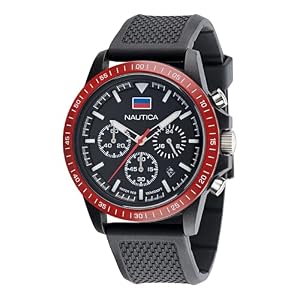 Nautica Black Wheat Pu Fiber Strap Watch
