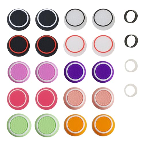 20 Stück Joystick Kappen PS5 Controller Sticks Grips,Silikon Thumbsticks Grips Caps,PS4 PS5 Controller Zubehör Ersatzkappen für Xbox One Series Playstation mit Antirutsch Joystick-Schutz Aufsätze