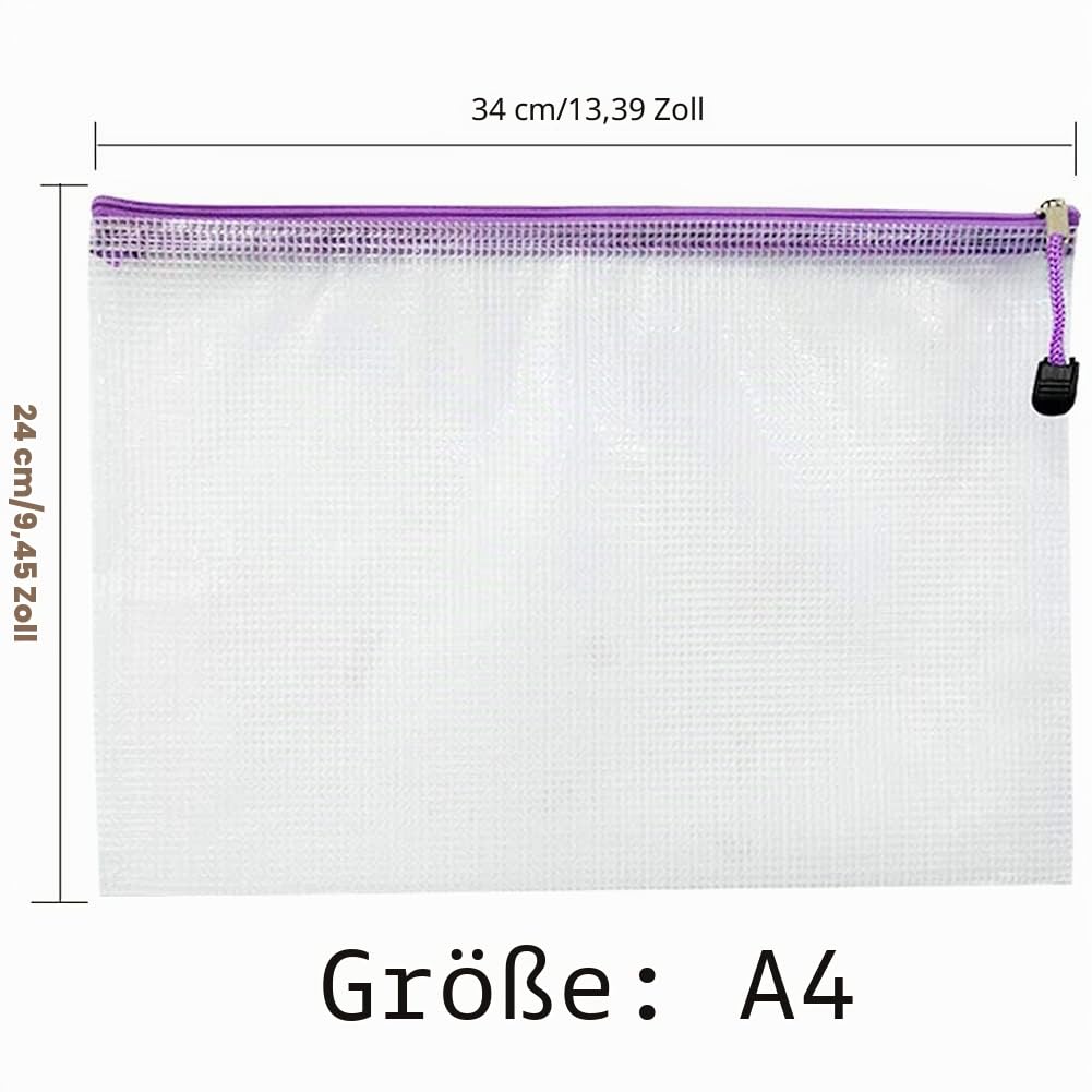 30 Stück Dokumententasche A4 - Wasserdichte Kunststoff Reißverschlusstasche, Zipper Beutel für Dokumente, Kosmetika