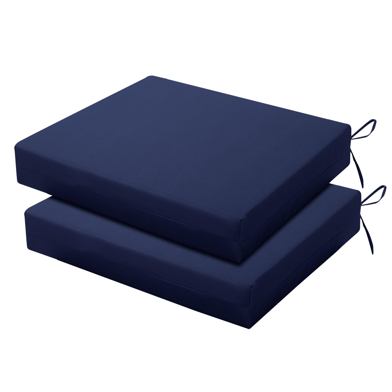 LOVTEX Outdoor Chair Cushions Set of 2, Outdoor Patio Chair Cushions with Ties,Waterproof Chair Cushions for Outdoor Furniture, 18.5 x 16 x 3 inch, Navy Blue