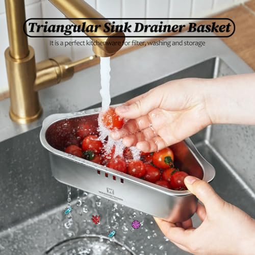 Wagensteiger 1730_1730 Triangular Stainless Steel Sink Cady, Sponge Holder/Multifunctional ; Sink Colander, Kitchen Sink Food Filter thumb #7