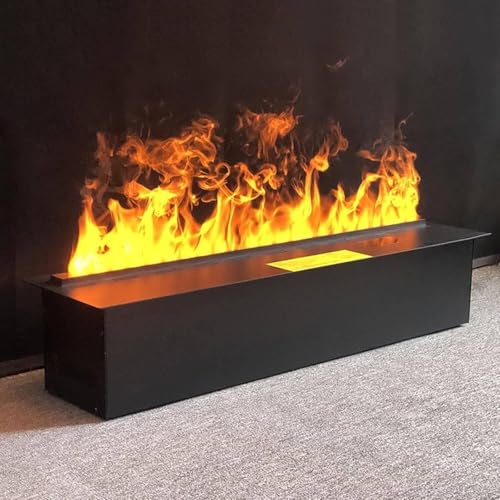 Chimenea De Vapor De Agua 3D, Atomizada con 7 Colores De Llama Ajustables Y 5 Niveles De Brillo, Acero Inoxidable Cepillado, Control Táctil/Remoto(100CM)