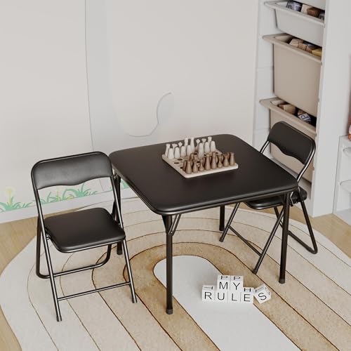 GarveeHome Boys and Girls Folding Table and Chair Set of 3, Featuring a Portable Table and Chairs with Soft Pu Cushions. No Assembly is Required, Perfect for Eating, Reading and Playing, Black. by GarveeHome - Image 2