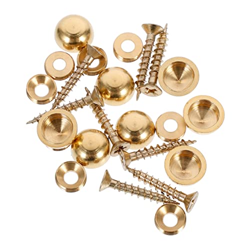 Unomor 16pcs Glass Nail Tapping Decorative Nails Screw Flat Nail Advertising Board Nail Furniture Nail Woodworking Nail Golden Copper