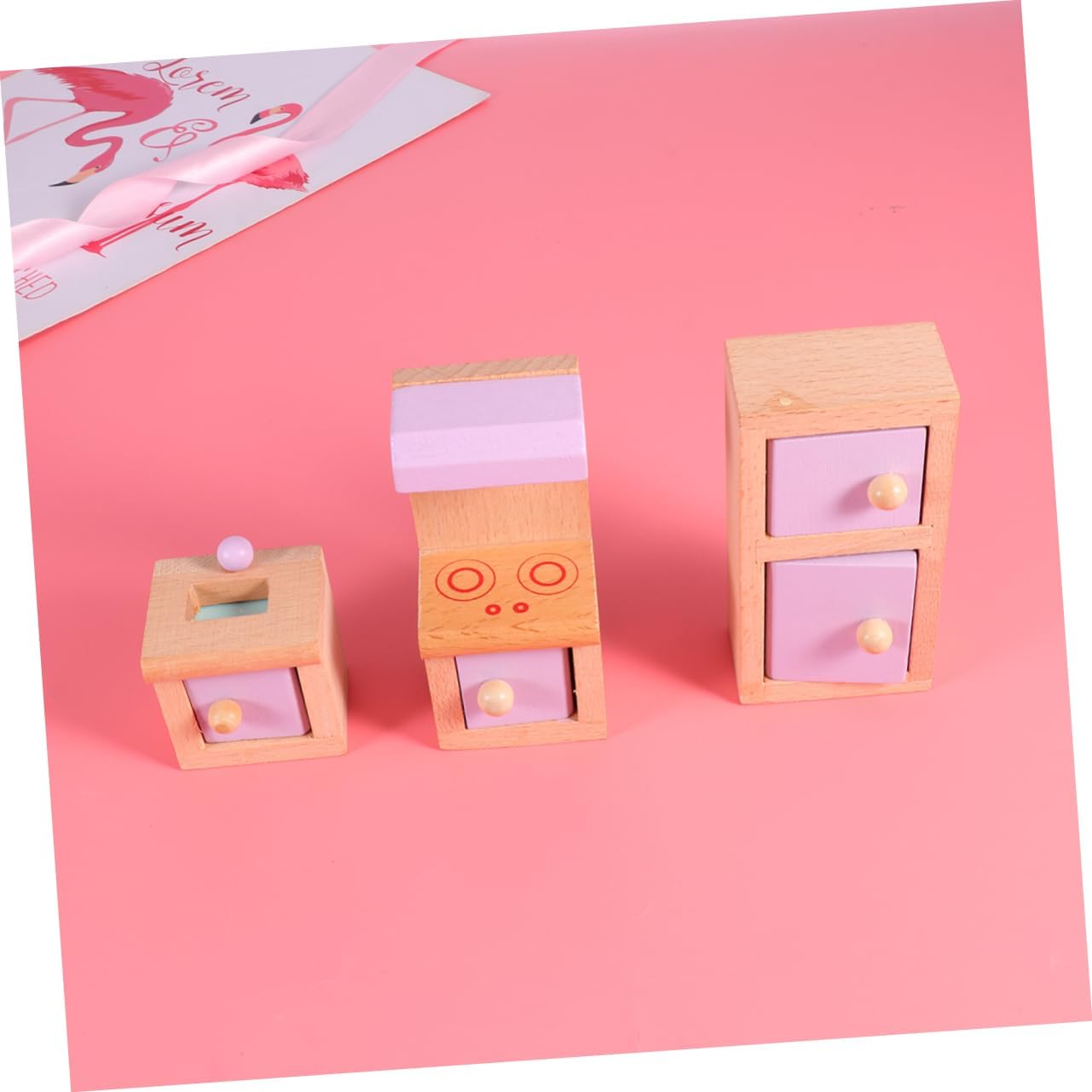 Miniature Wooden Doll House Furniture Set Beech Wood DIY Mini Home Kit Detail Bright Design