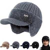 CATESILK Coldshield Trapper, Coldshield Trapper Hat, Blocking Knitted Hats with Ear Flaps and Wool Brim, Soft Breathable Fabric (Gray)