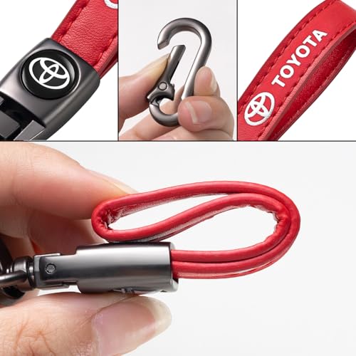 Image of Leather Car Keychain Key Ring for Men and Woean, Key Fob Car Accessories Family Present(red)