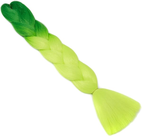 Gairyan Extensiones de Pelo Trenzas Africanas 1 Paquete 24" Pelo Sintetico Para Trenzas Natural Crochet Braiding Hair (Verde Oscuro-Verde Amarillo) - 5