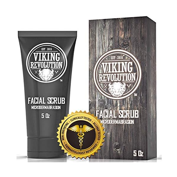 Viking Revolution Microdermabrasion Face Scrub for Men - Facial Cleanser for Skin Exfoliating, Deep Cleansing, Removing Blackheads, Acne, Ingrown Hairs - Men's Face Scrub for Pre-Shave (1 Pack)