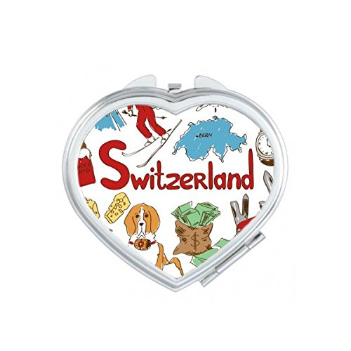 Miroir de maquillage compact motif Suisse petit miroir main portable pour sac
