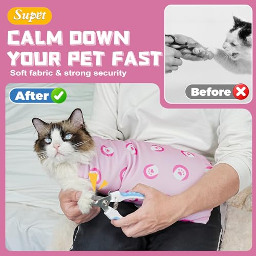 Image of Supet Cat Wrap for Cutting Nails, Self-Adhesive Grooming Wrap, Anti-Scratch Cat Swaddle for Grooming, Ideal for Medicine, Nail Clipping, Teeth Brushing, Ear Cleaning