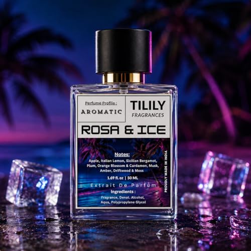 Image of ROSA & ICE Inspired by H*was Ice Extrait De Parfum for Men - 50ML | H*was Long Lasting Perfume | Strong & long Lasting with 30% Oil Concentration| Fresh Fruity-Aquatic | Fragrance From France | Luxury Scent | Alluring Perfume for Men