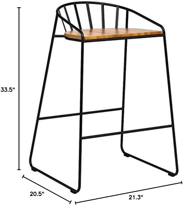 Miniatura 3 de Marca Tienda  Taburete de bar moderno Rivet de 33.46 pulgadas de alto, juego de 2, negro mate