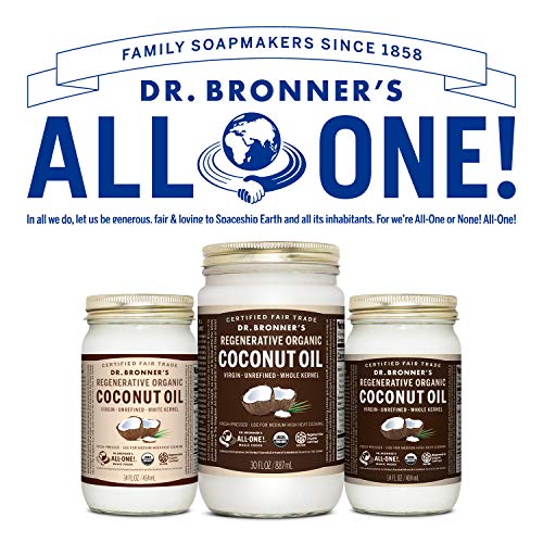 Dr. Bronner's - Organic Virgin Coconut Oil (Whole Kernel, 30 Ounce) - Coconut Oil For Cooking, Baking, Hair And Body, Unrefined And Fresh-Pressed, Rich And Nutty Flavor, Fair Trade, Vegan, Non-Gmo #TOP5