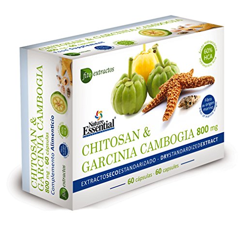 Nature Essential - Chitosán Y Garcinia Cambogia - 60 Cápsulas - 1 Mes - Favorece La Saciedad Y Pérdida De Peso - Ayuda A Bloqueo De Absorción De Grasa