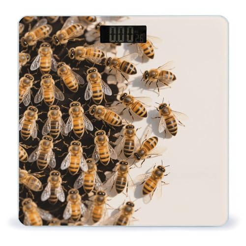 Báscula digital de baño Bees con pantalla LCD y plataforma de vidrio templado miniatura 1