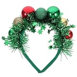 BESPORTBLE Diadema Navideña Creativa con Bolas Decorativas y Cintas Verdes Accesorio Festivo Cómodo para Fiestas y Disfraces para Navideño