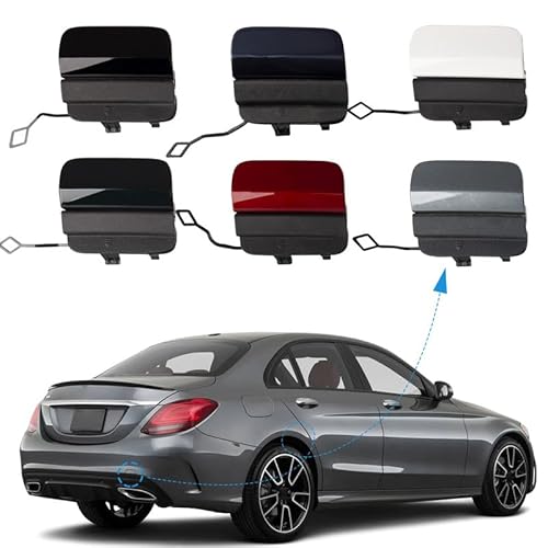 Car Rear Bumper Tow Hook Cover Fit For Mercedes-Benz W205 C-Class Sedan C300 C400 C43AMG 2019-2021(Only Applicable To Sports Models)Towing Eye Cap Trailer Cover 2058853303 (Black, Passenger Side)