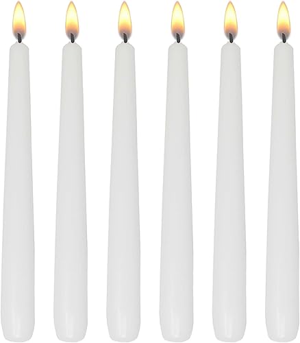 Velas cónicas, velas cónicas, sin goteo de 8 pulgadas, sin perfume, color blanco, paquete de 6