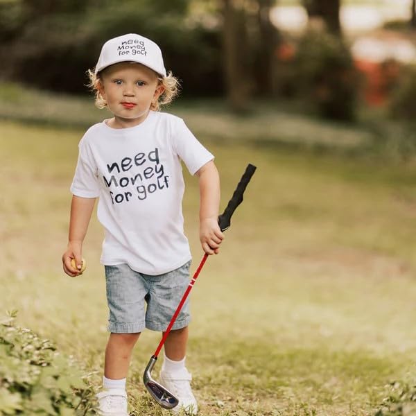 Buffbo Need Money for Golf Youth Snapback Hat, White Adjustable Performance Hat for Little Golfers, Structured 6-Panel Mid-Profile with Embroidery, Moisture-Wicking Polyester Fabric & UV Protection4