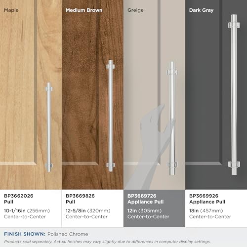 Image of Amerock Davenport 12 inch (305mm) Center-to-Center Polished Chrome Appliance Pull, BP3669726
