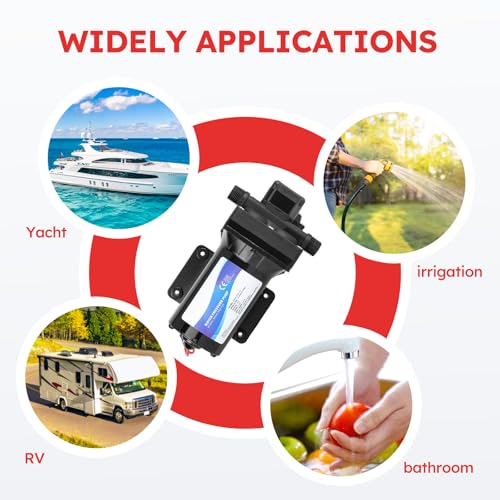 Image of 4048-153-E75 RV Water Pump，12V 4.5 GPM, 55 PSI, 12 Amps Multi-Fixture Automatic Demand Pump for RV Caravan Marine Yacht Replaces 4048153E75S