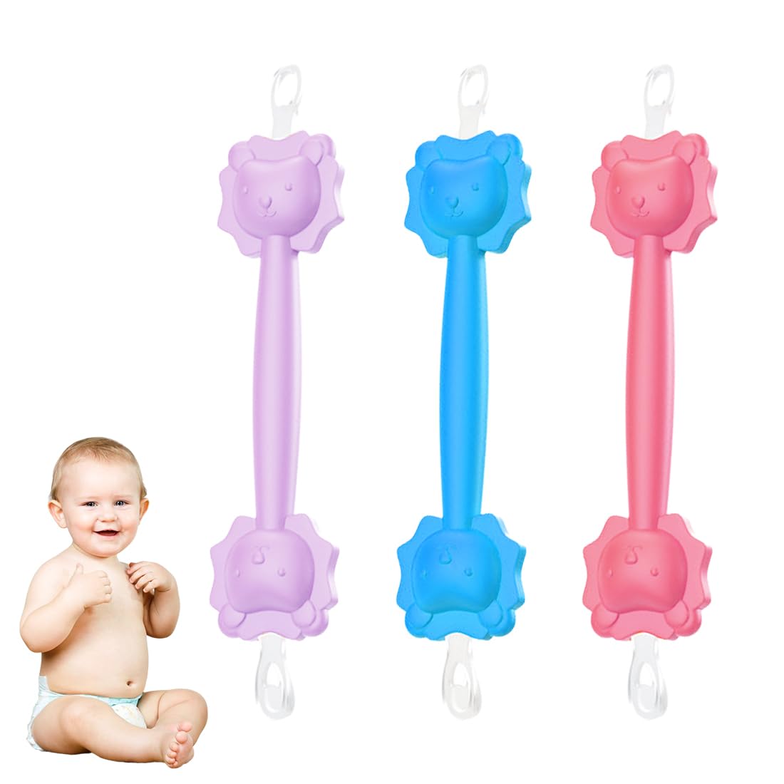 3 pezzi Nasenreiniger Baby, Igienico, Adatto per Casa e Viaggi, Silicone Orange Booger Remover Stick di Rimozione del Cerume, Uso Sicuro per la Cura del Neonato, Orecchie Bambini, Ear Cleaner