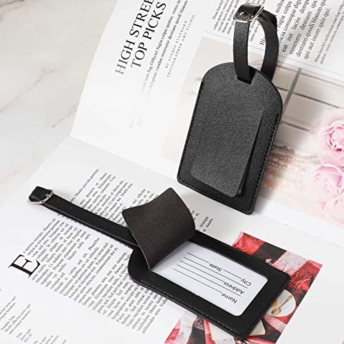 20 Pieces Luggage Tag Bag Tags Pu Leather Luggage Bag Tag Privacy Protection Travel Tag Strong Luggage Name Tags Backpack Labels Suitcase Tags for Women Men (Black)3