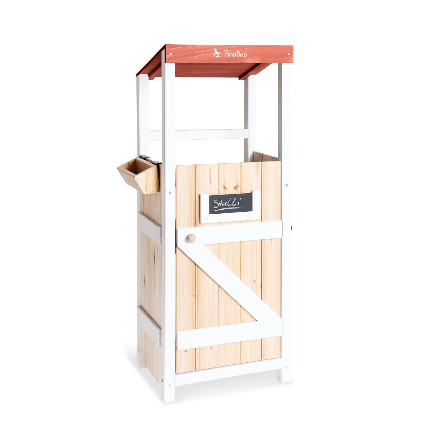 PINOLINO Hobby Horsing - Clapier pour Chevaux - Support Pratique pour 2 Chevaux - avec mangeoire à Suspendre - Bois de conifère - 37 x 26 x 97 cm - Coloré laqué