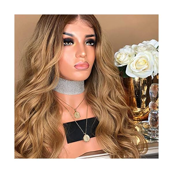 Dreambeauty #4/#27 Ombre Blonde Color Lace Front Human Hair Wigs Brazilian Remy Human Hair Full Lace Wig with Baby Hair…