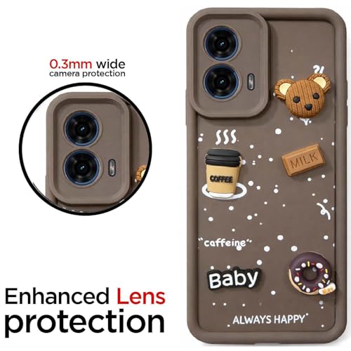 Image of Bintage Ball Bear| Donut| Milk Cake| Baby| Coffee Rubber Case Full Body & Camera Protection Back Cover Compatible for Motorola G24 5G - Brown